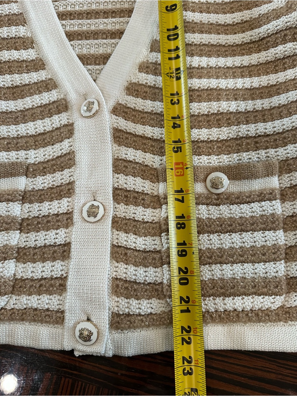 Talbots Kate cardigan sweater in toasted coconut and ivory Sz M NWT - Picture 9 of 10